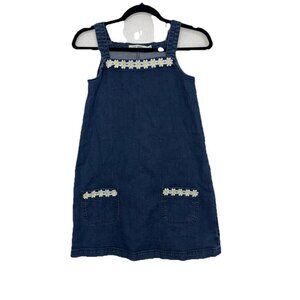 Mini Boden ~ Girls Denim Daisy Jumper Dress Floral 11/12Y Western Boho 2A